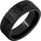Black Diamond Ceramic Ring With Caduceus - Registered Nurse